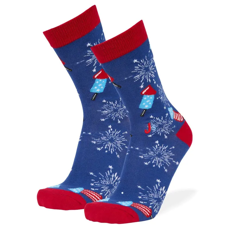 Vibrant Fireworks Print Crew Socks 1