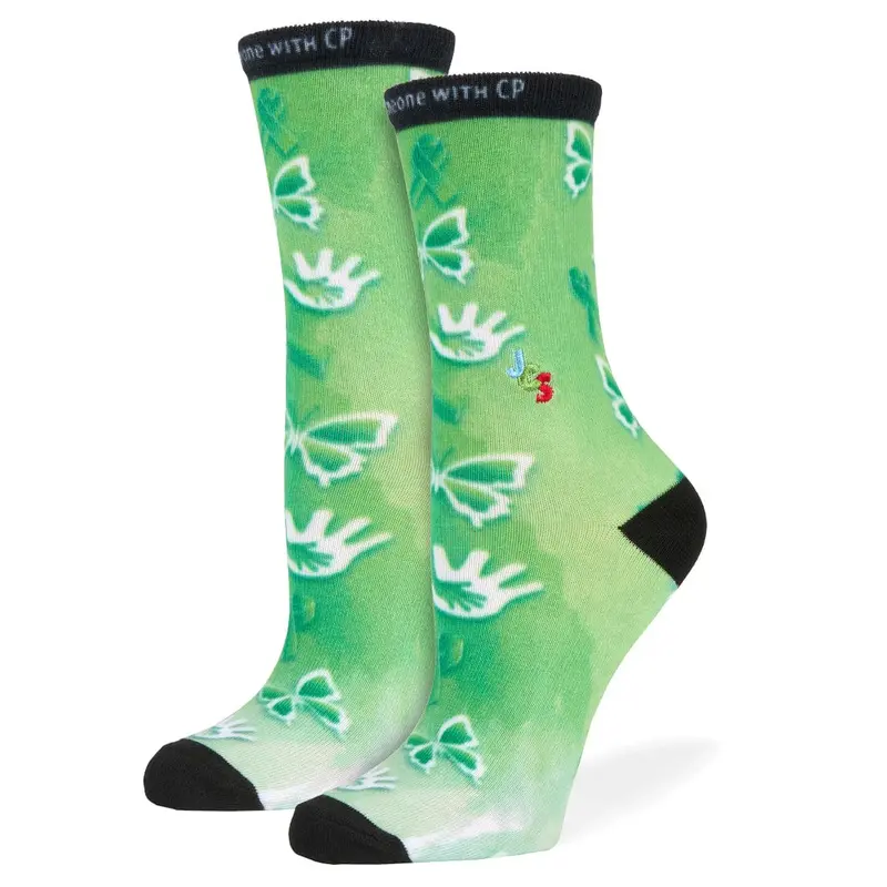 Watercolor-Style Cerebral Palsy Awareness Crew Socks 1