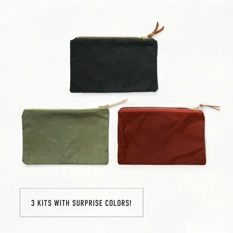 Waxed Canvas Zipper Pouch Kits – Assorted Grab-Bag Selection 1