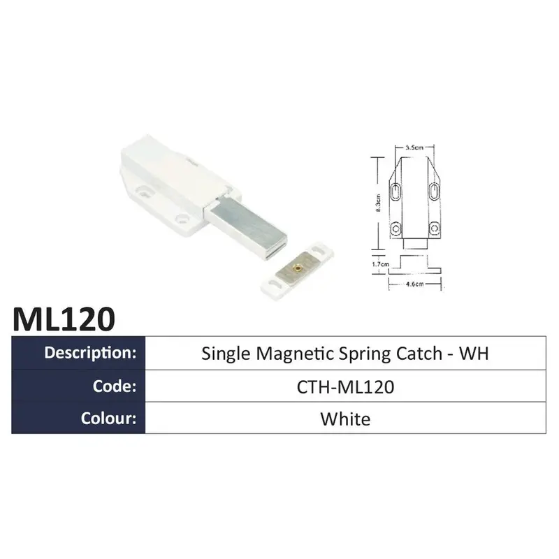 White Push-Open Magnetic Cabinet Latch – Dual-Size Pack (35 Mm & 70 Mm) 1