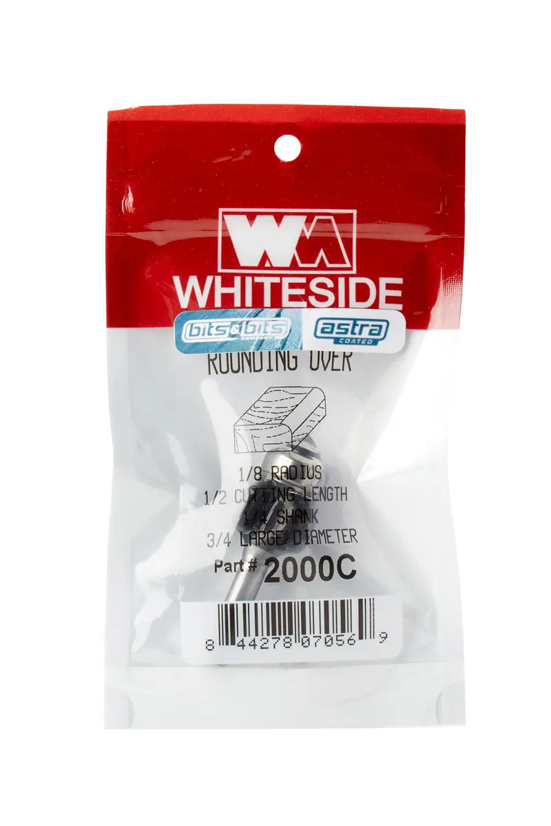 Whiteside 2000C Roundover Bit – 1/8" Radius × 1/4" Shank – Astra Coated 1