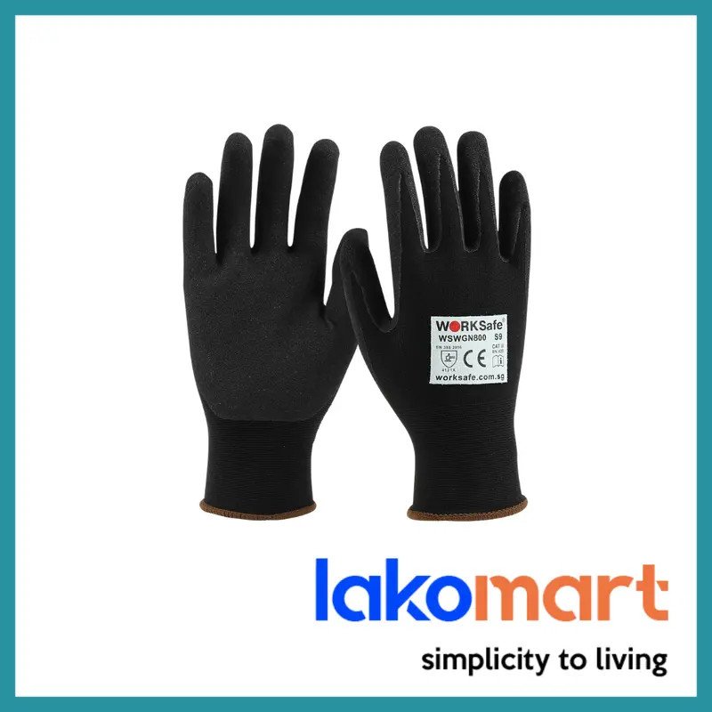 Worksafe Nbr Foam-Coated Abrasion-Resistant Work Gloves – Size 9 (N800, En388: 4121X) 1