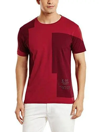 Wrangler Men'S Dark Red Cotton T-Shirt – Medium 1