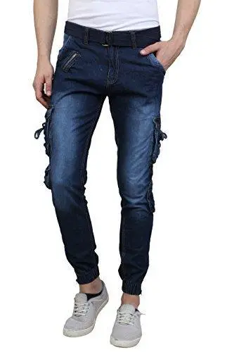 Zacharias Men'S 8-Pocket Denim Cargo Joggers – Functional & Stylish, Size 30 1