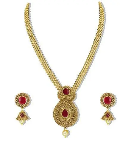Zaveri Pearls Traditional Non-Precious Metal Necklace Set For Women 1