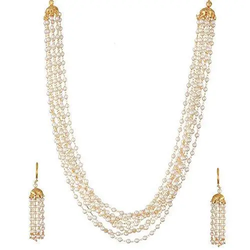 Zeneme Handmade Pearl Necklace – Golden-White Multi-Strand Layered Jewelry For Women & Girls 1