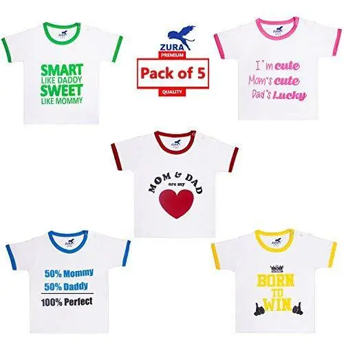 Zura’S Export-Quality Cotton Baby Tees – Unisex Pack Of 5 (Infant & Toddler Sizes) 1