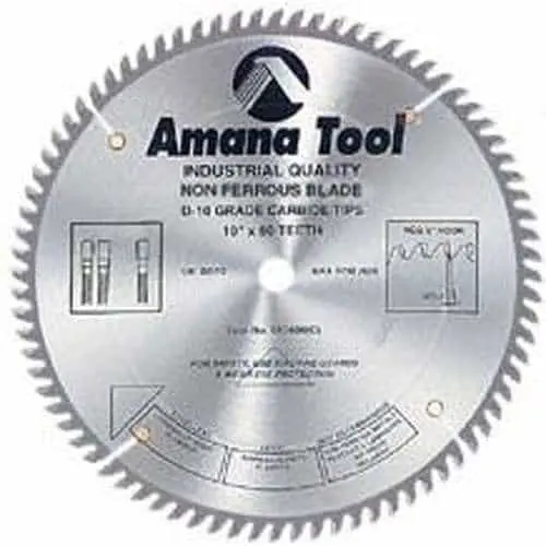Amana 10-Inch 60-Tooth Non-Ferrous Saw Blade — Model 510601-30 1