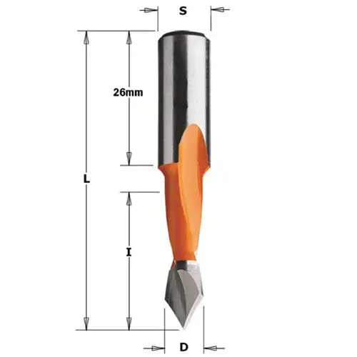 Cmt 314.040.12 Two-Flute Doweling Bit — 5/32" Diameter 1