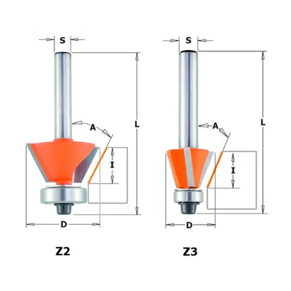 Cmt 809.025.11 Combination Trimmer Bit – 25.25° Cutting Angle, 1/4" Shank 1