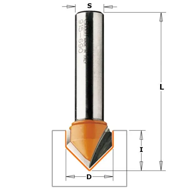 Cmt 90° V-Grooving Router Bit – 1/2" Shank, Precision Carbide Groove Cutter 1