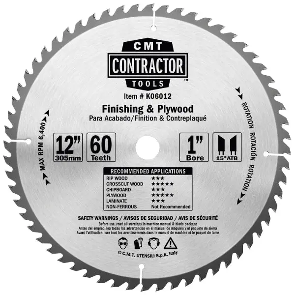 Cmt Itk Contractor Saw Blade – 10" X 60T Atb For Plywood & Finish Cuts 1