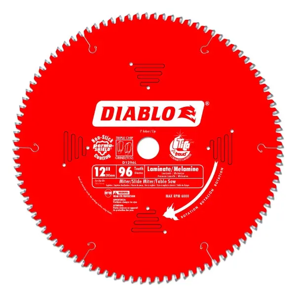 Diablo 12-Inch, 96-Tooth Saw Blade – Optimized For Laminates & Non-Ferrous Metals 1