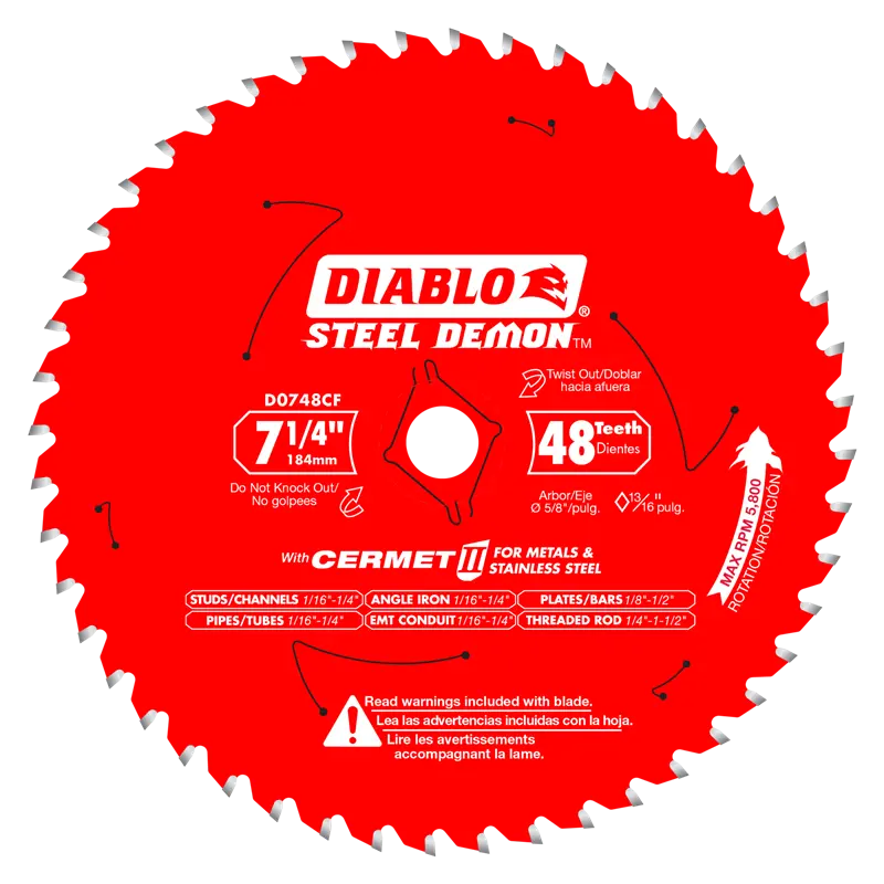 Diablo Steel Demon Cermet Ii Saw Blade – 7-1/4", 48-Tooth, Optimized For Metal & Stainless Steel 1