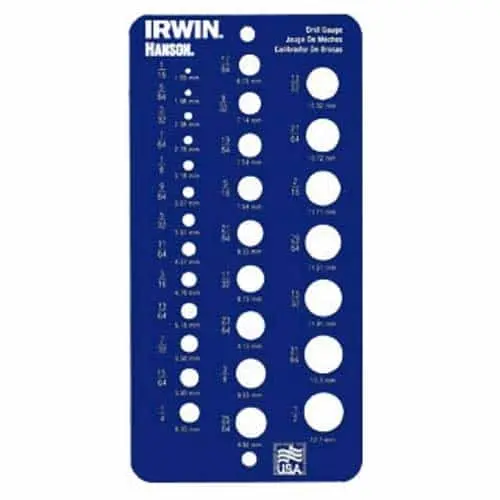 Irwin Drill Bit Gauge – 29-Hole, 1/16" To 1/2" Fractional Size Reference Tool 1