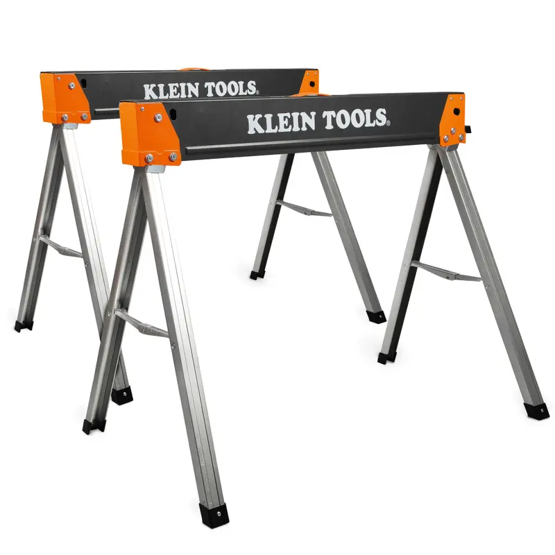 Klein 66187 Adjustable Sawhorse Set – Fixed-Leg, 2-Piece 1