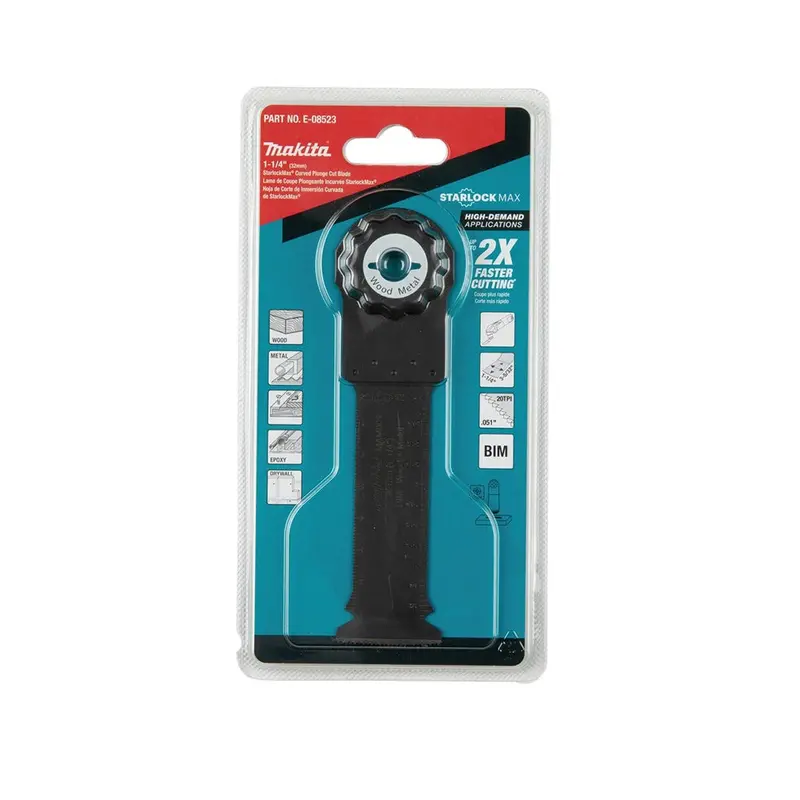 Makita Starlockmax Oscillating Tool Blade – 1-1/4" Bi-Metal Curved Plunge-Cut Blade 1