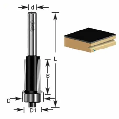 Timberline Flush Trim Router Bit – 3/4" Diameter, Carbide-Tipped For Edge Matching 1